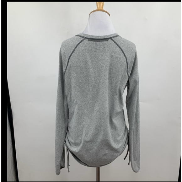 Lucy Shirt Womens L/XL Striped Ruched Sides Thumbholes Raglan Long Sleeve - Picture 6 of 12